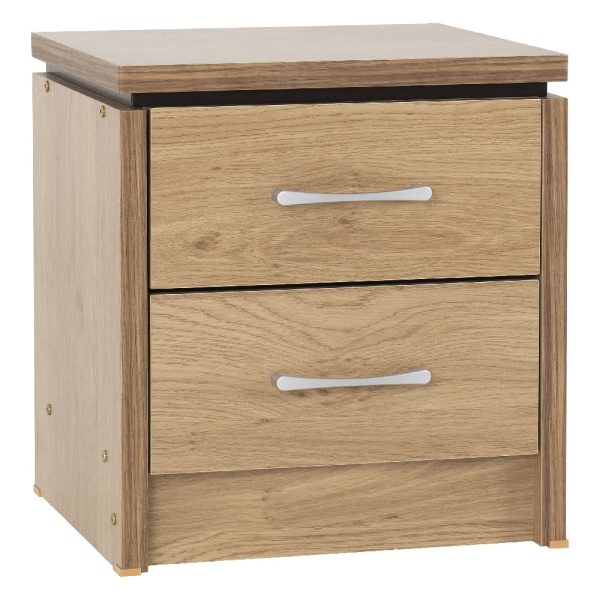 Crieff Wooden Bedside Cabinet With 2 Drawers In Oak And Walnut | Bed Sava