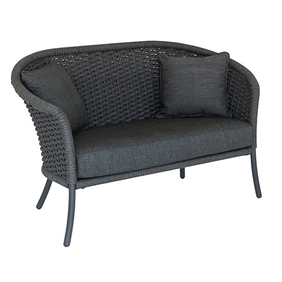 Crod Rattan Garden 2 Seater Sofa With Cushion In In Grey