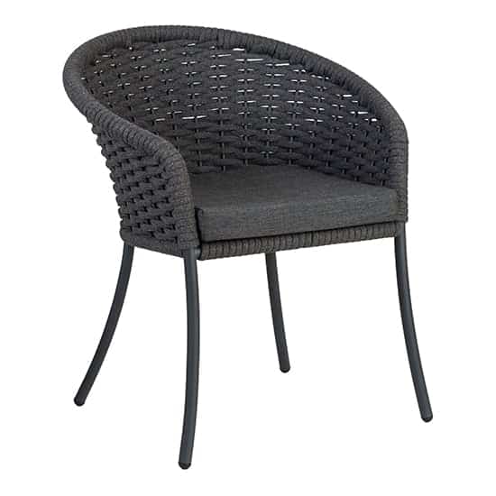 Crod Dark Grey Rattan Garden Dining Chairs In Pair