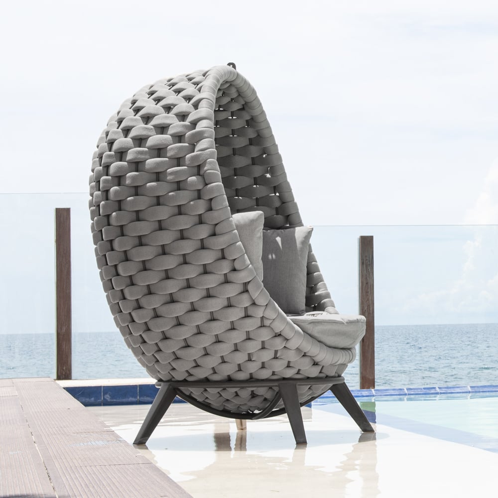 Crod Rattan Outdoor Luxe Chair With Cushion In Grey