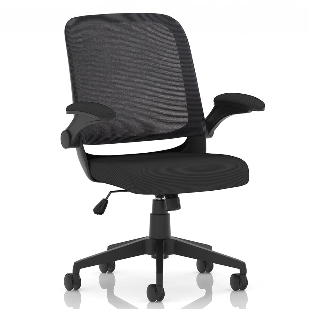 Crowley Fabric Office Chair With Folding Arms In Black