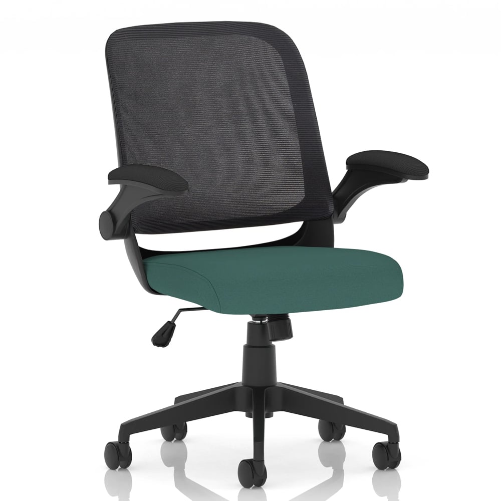 Crowley Fabric Office Chair With Folding Arms In Kelp