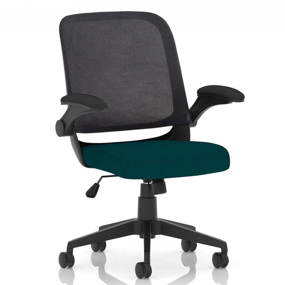Crowley Fabric Office Chair With Folding Arms In Maringa Teal