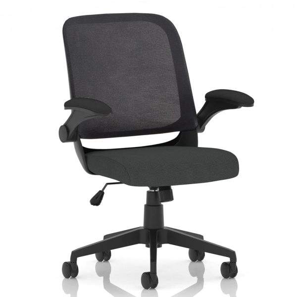 Crowley Fabric Office Chair With Folding Arms In Mussel | Bed Sava