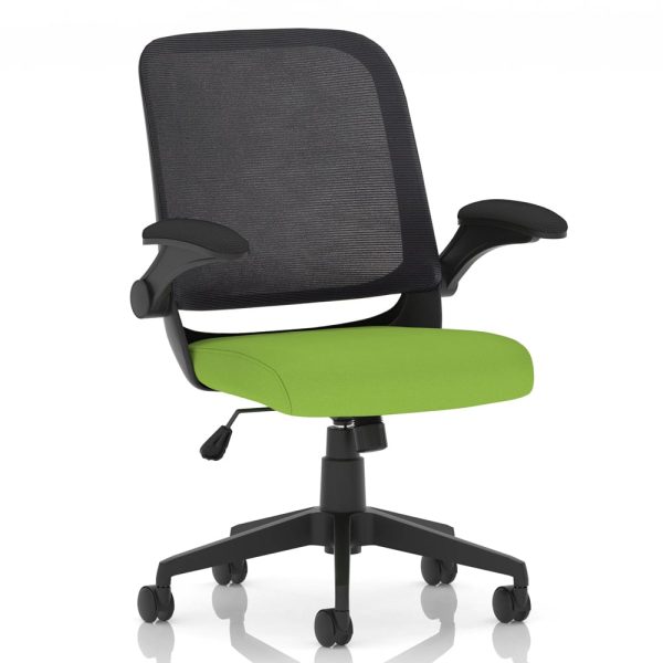 Crowley Fabric Office Chair With Folding Arms In Myrrh Green | Bed Sava