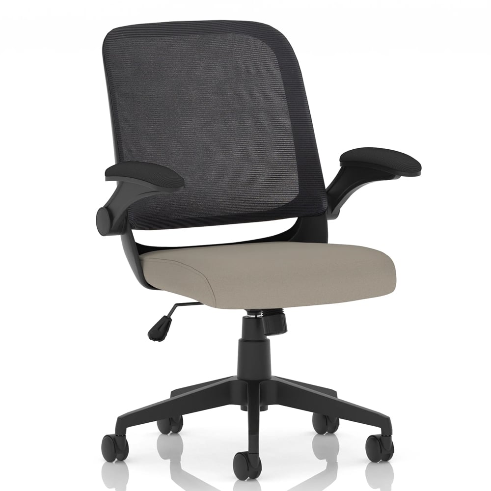 Crowley Fabric Office Chair With Folding Arms In Salt