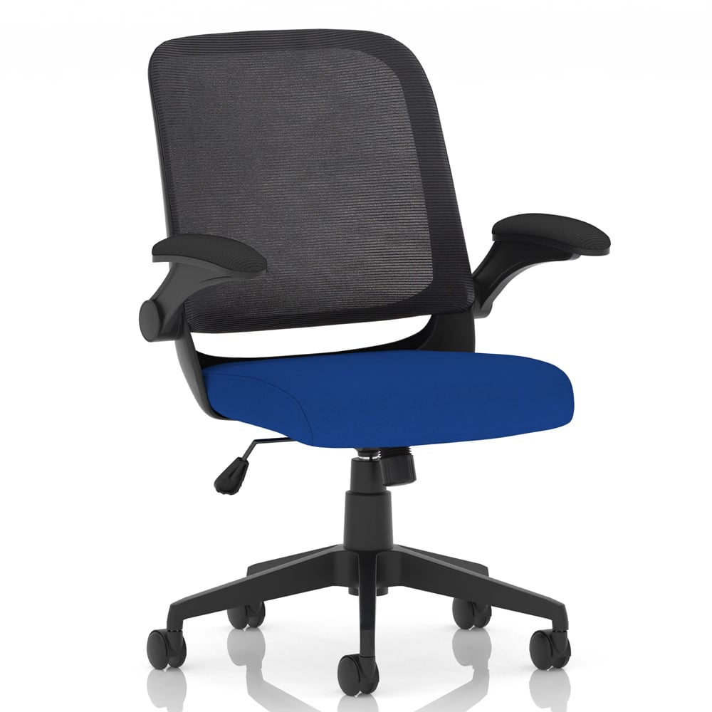 Crowley Fabric Office Chair With Folding Arms In Stevia Blue