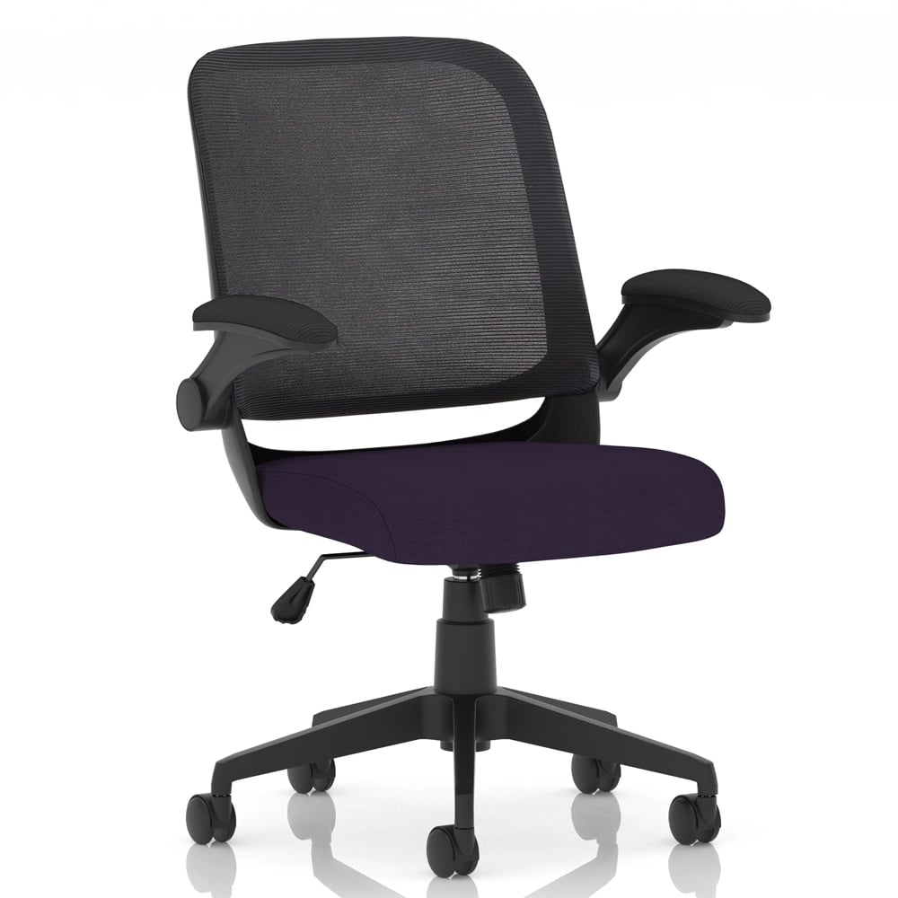 Crowley Fabric Office Chair With Folding Arms In Tansy Purple | Bed Sava