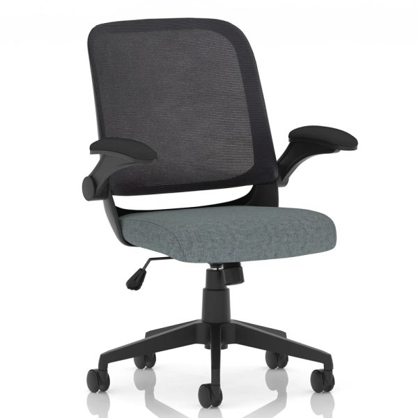 Crowley Fabric Office Chair With Folding Arms In Tensile | Bed Sava