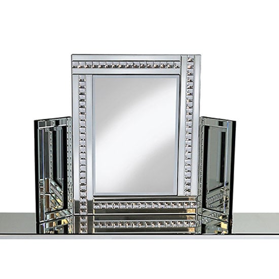 Elena Dressing Table Mirror In Silver With Crystal Detail | Bed Sava