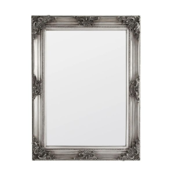 Cullowhee Glass Rectangular Wall Mirror In Pewter Frame | Bed Sava
