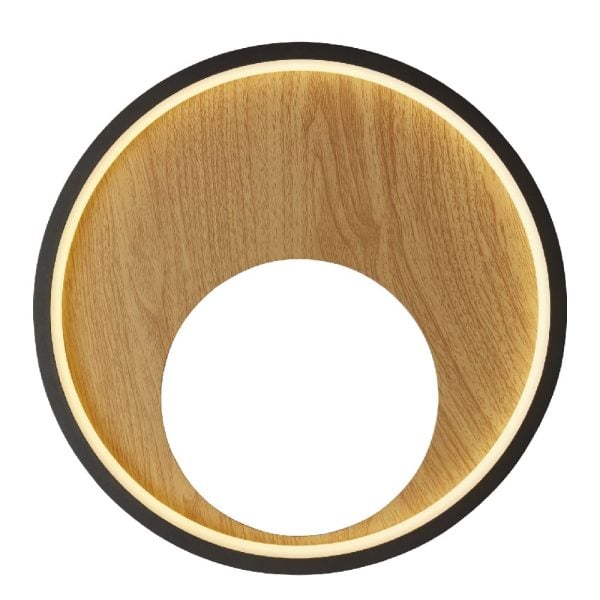 Curio Wooden Wall Light Round With Black Metal Frame | Bed Sava