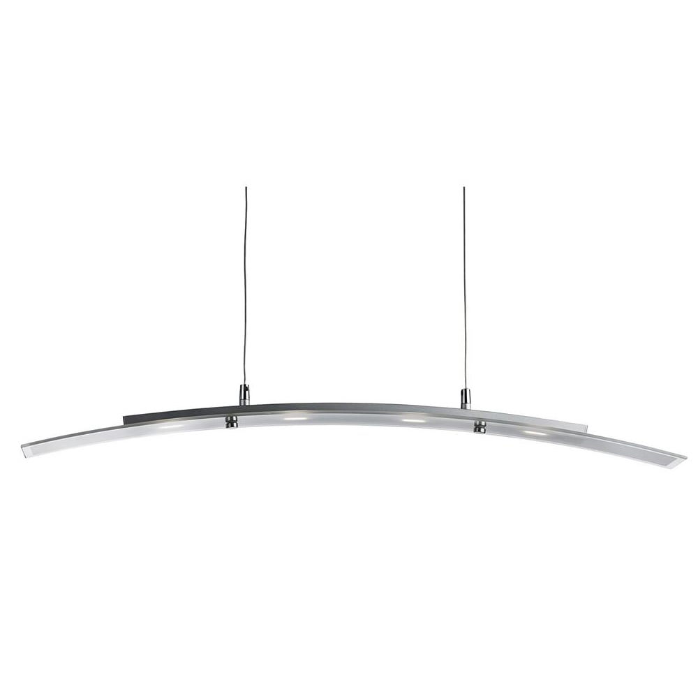 Curve 4 Light Frosted Glass Pendant Light In Satin Silver