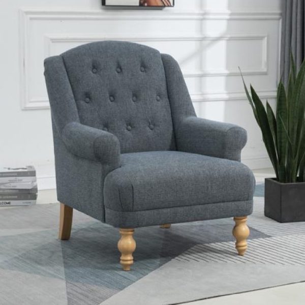 Cusco Fabric Accent Chair With Oak Legs In Ocean | Bed Sava