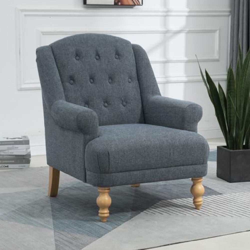 Cusco Fabric Accent Chair With Oak Legs In Ocean