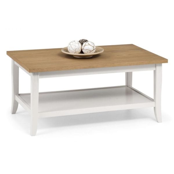 Dagan Wooden Coffee Table In Ivory And Oak | Bed Sava