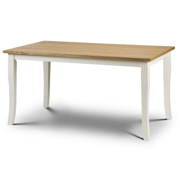 Dagan Wooden Dining Table Rectangular In Ivory And Oak | Bed Sava