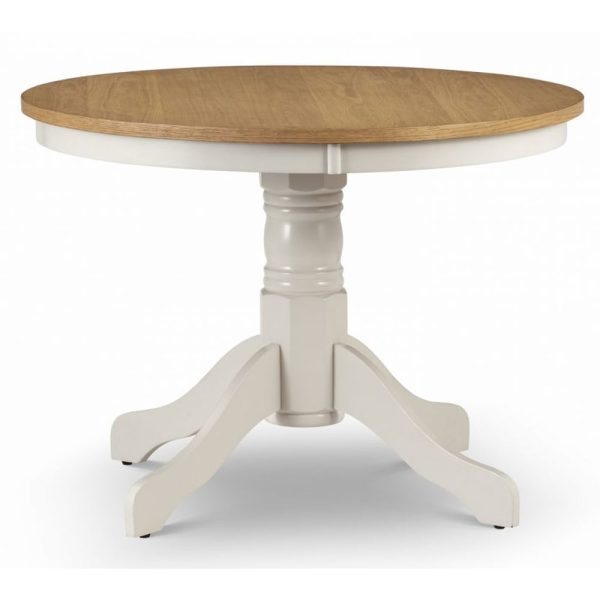 Dagan Wooden Dining Table Round In Ivory And Oak | Bed Sava