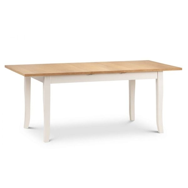 Dagan Wooden Extending Dining Table In Ivory And Oak | Bed Sava