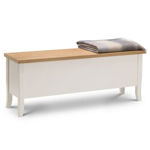 Dagan Wooden Storage Seating Bench In Ivory And Oak | Bed Sava