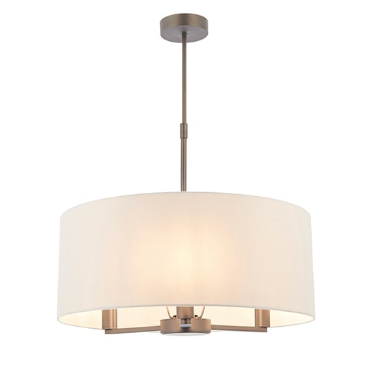Daley Round White Shades Pendant Light In Dark Bronze