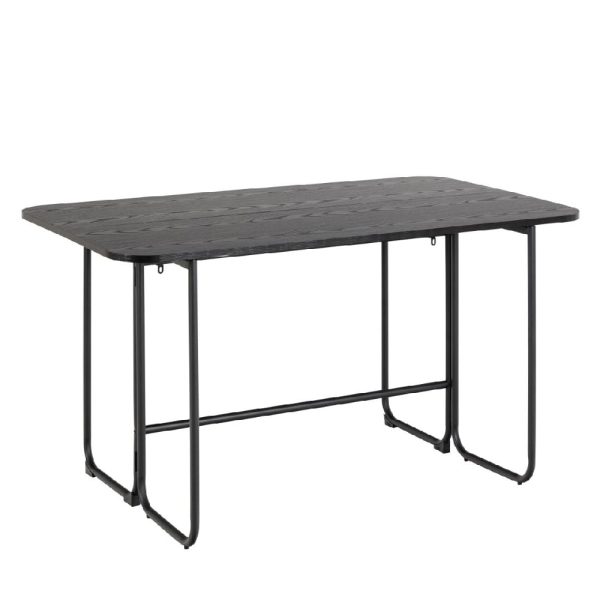 Dalhart Wooden Extending Dining Table Rectangular In Black | Bed Sava