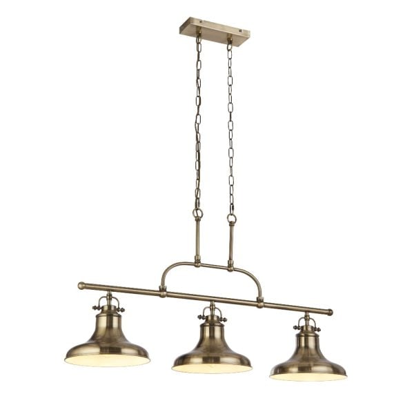 Dallas 3 Light Bar Pendant Light In Antique Brass | Bed Sava
