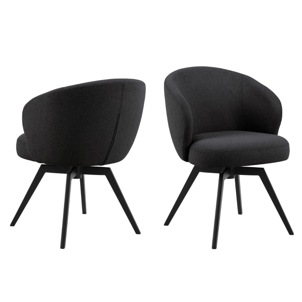 Dallas Black Fabric Dining Chairs With Metal Legs In Pair