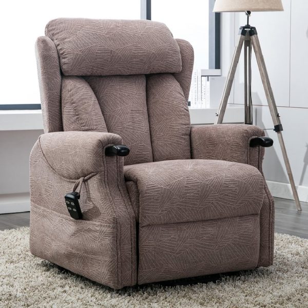 Dallas Fabric Electric Recliner Chair In Mocha | Bed Sava
