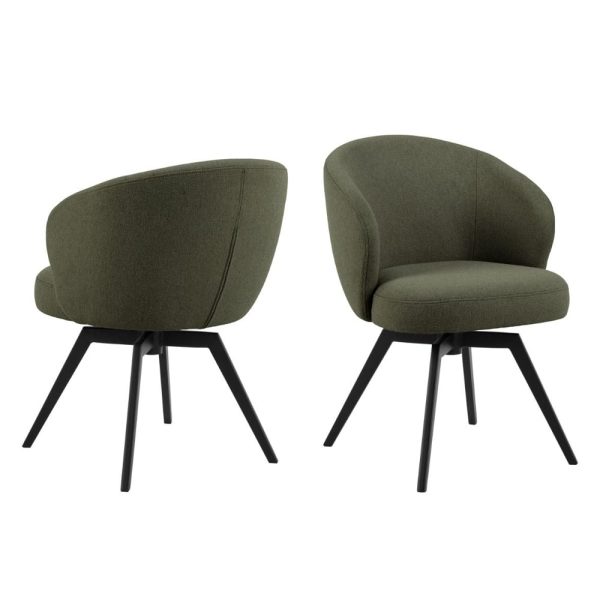 Dallas Green Fabric Dining Chairs With Metal Legs In Pair | Bed Sava