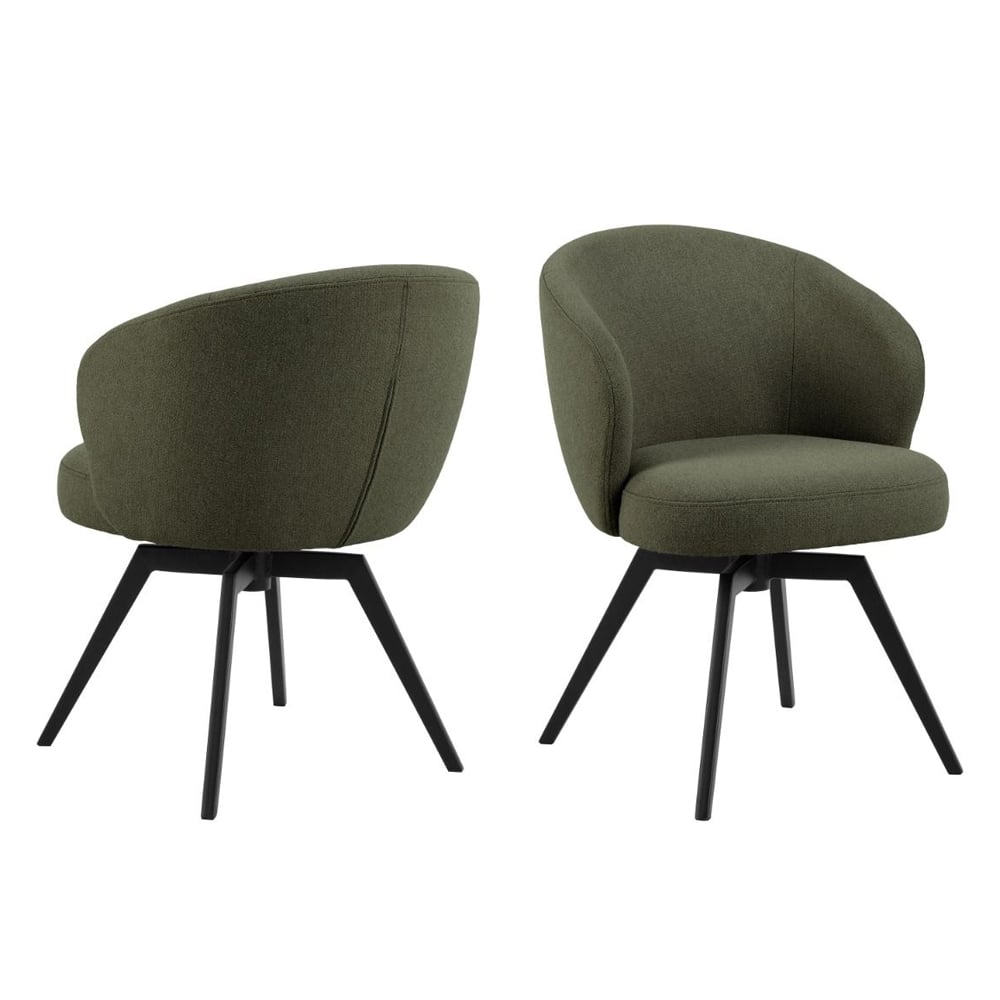 Dallas Green Fabric Dining Chairs With Metal Legs In Pair