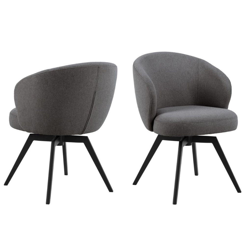Dallas Grey Fabric Dining Chairs With Metal Legs In Pair
