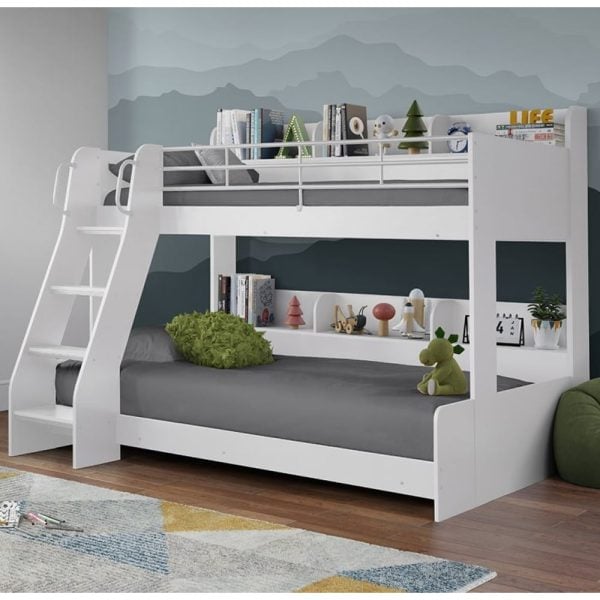 Dallyce Wooden Triple Sleeper Bunk Bed In White | Bed Sava