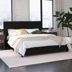Dakotas Faux Leather Double Bed In Black | Bed Sava