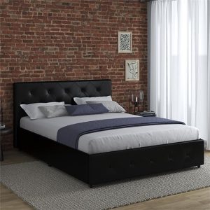 Dakotas Faux Leather Double Bed With 4 Drawers In Black | Bed Sava