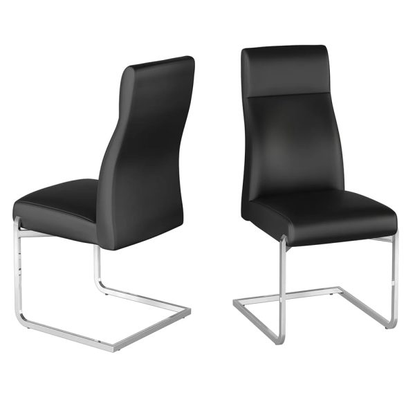 Dania Black Faux Leather Dining Chairs With Chrome Legs In Pair | Bed Sava