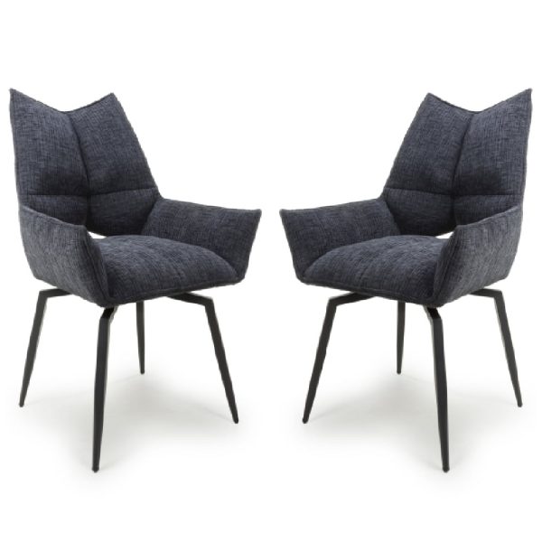 Dania Charcoal Fabric Dining Chairs With Black Legs In Pair | Bed Sava