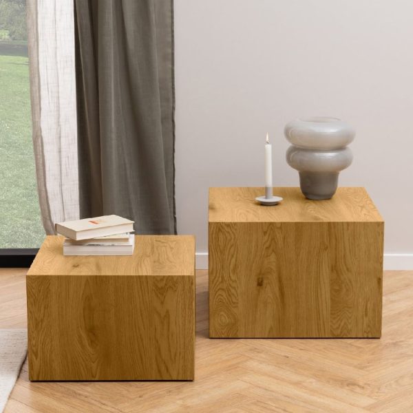 Dania Wooden Set Of 2 Coffee Table Square In Oak | Bed Sava