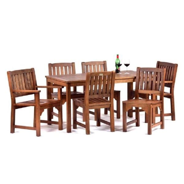 Danil Wooden Dining Table With 6 Chairs In Teak | Bed Sava