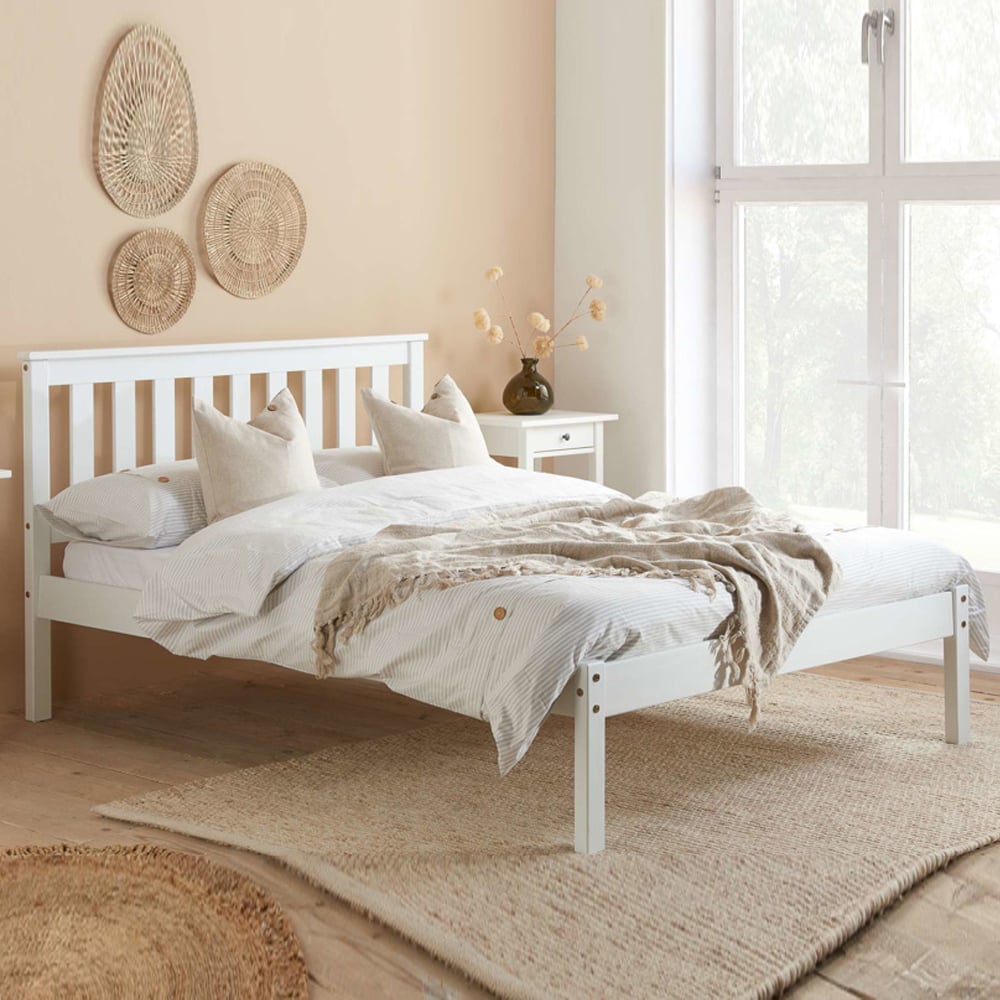Danvers Wooden Double Bed In White | Bed Sava