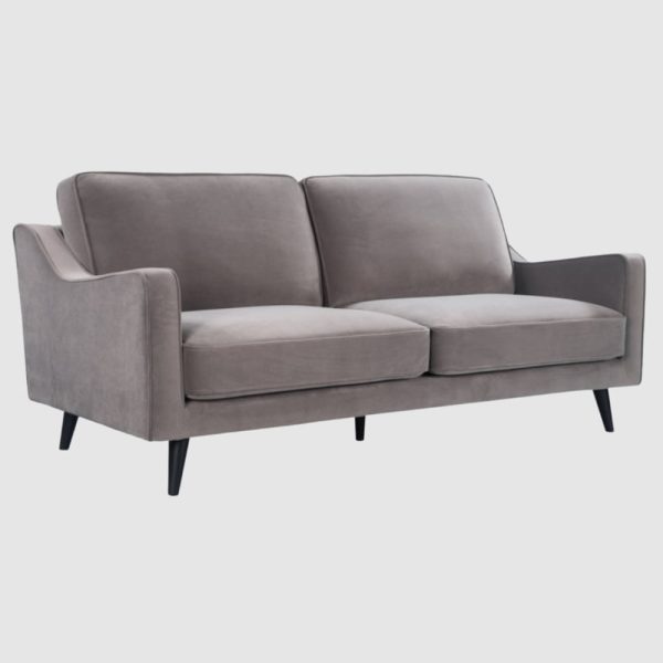 Darby Velvet 25 Seater Sofa In Stone Grey | Bed Sava