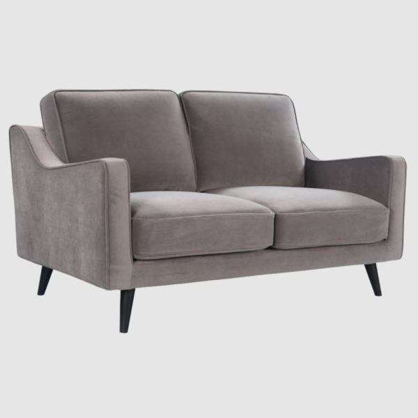 Darby Velvet 2 Seater Sofa In Stone Grey | Bed Sava