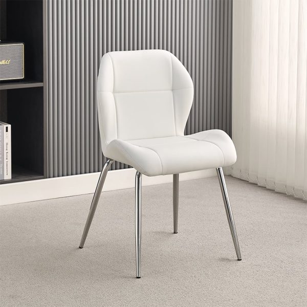 Darcy Faux Leather Dining Chair In White With Chrome Legs | Bed Sava