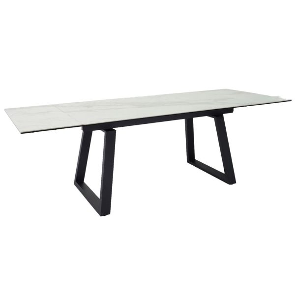 Darien Ceramic Marble Extending Dining Table In White | Bed Sava
