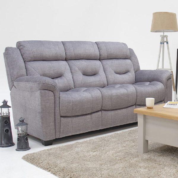 Darley Fabric 3 Seater Recliner Sofa In Grey | Bed Sava