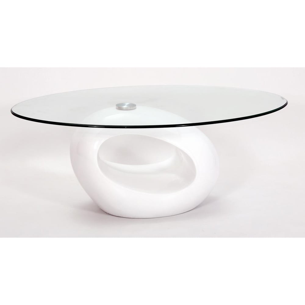 Darva Clear Glass Coffee Table With White High Gloss Base