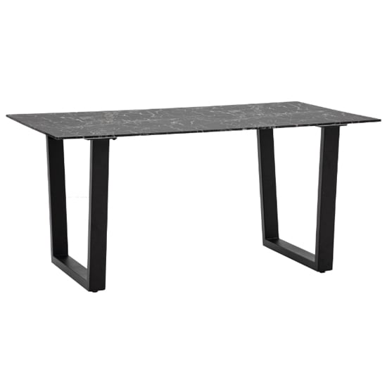 Dayton Rectangular Glass Dining Table In Black Marble Effect