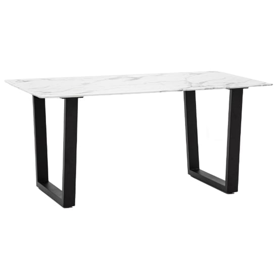 Dayton Rectangular Glass Dining Table In White Marble Effect