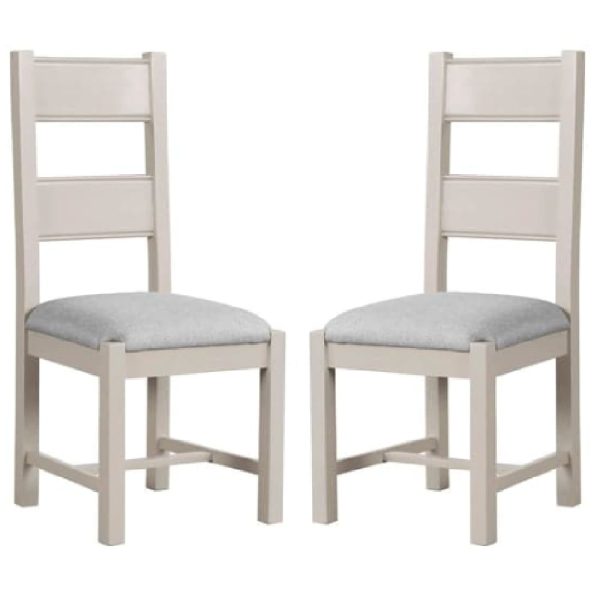 Dawson Taupe Wooden Dining Chairs With Grey Fabric Seat In Pair | Bed Sava