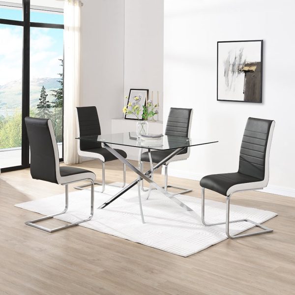 Daytona Small Glass Dining Table 4 Symphony Black White Chairs | Bed Sava